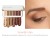 Naturally Glam eye look with swatches of vanilla beige, gold brown, olive taupe, copper rose and burgundy brown shades.