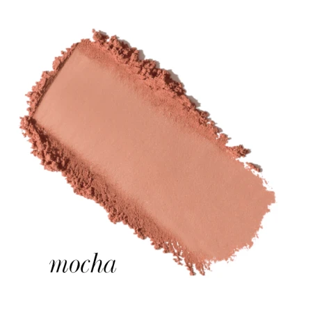 Mocha shade swatch of Jane Iredale PurePressed Blush in a warm matte cinnamon brown.