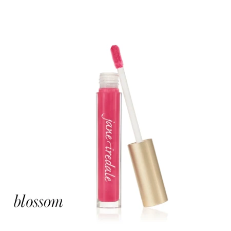 Jane Iredale HydroPure Lip Gloss in Blossom with transparent tube and soft applicator.