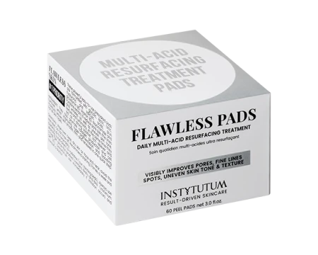 INSTYTUTUM Flawless Pads carton packaging with product benefit text on the front.