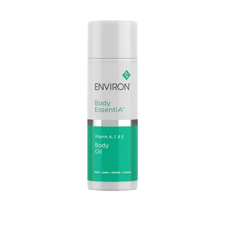 ENVIRON Vitamin ACE Body Oil white pump bottle with green-and-white label.
