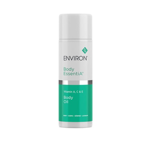 ENVIRON Vitamin ACE Body Oil white pump bottle with green-and-white label.