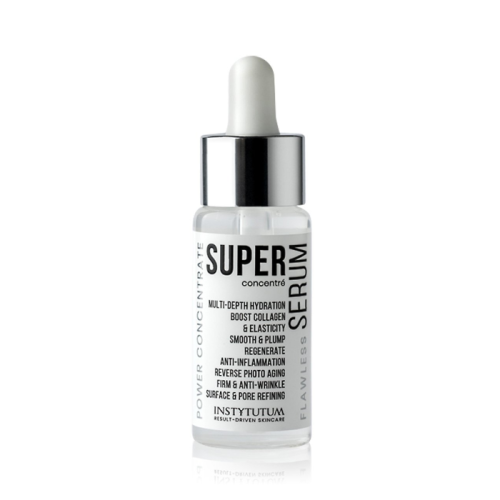 INSTYTUTUM Super Serum glass dropper bottle with silver cap on a white background.