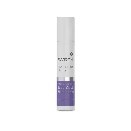 ENVIRON Sebu-Spot Blemish Gel airless applicator bottle with white cap and purple-and-white label.
