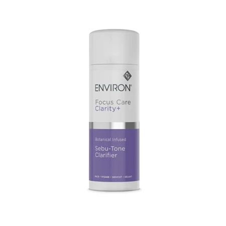 ENVIRON Sebu-Tone Clarifier white bottle with white cap and purple-and-white label.