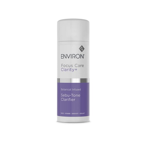 ENVIRON Sebu-Tone Clarifier white bottle with white cap and purple-and-white label.