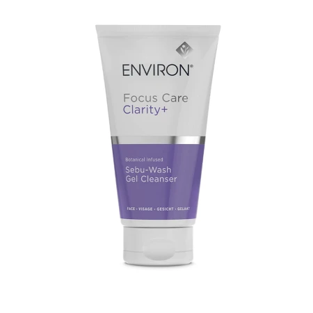 ENVIRON Sebu-Wash Gel tube with white cap, purple-and-white label and brand logo.