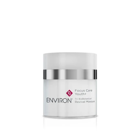 ENVIRON Revival Masque 50 ml airless pump jar with white body, silver top and burgundy accents.