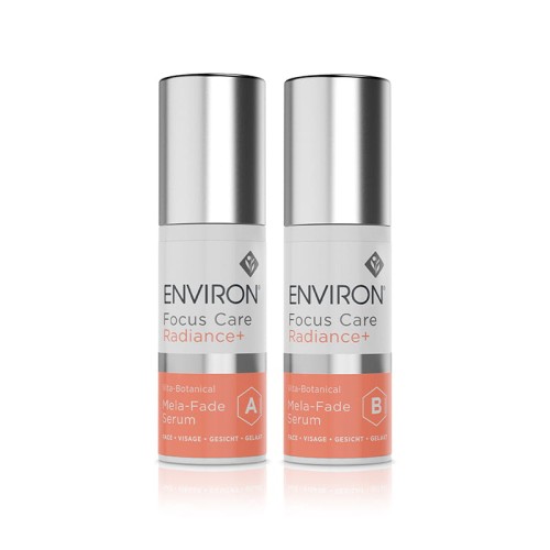 ENVIRON Mela-Fade Serum System A+B set with two white 30 ml bottles labeled Serum A and Serum B.