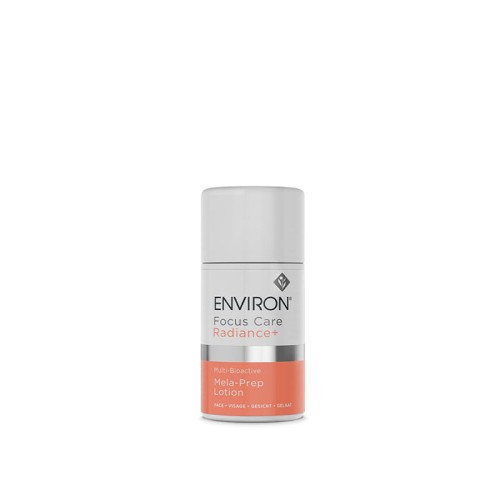 ENVIRON Mela-Prep Lotion white bottle with white cap and orange-and-white label.