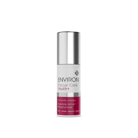 ENVIRON Avance Moisturiser white bottle with silver cap and burgundy-and-white label.