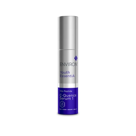 ENVIRON C-Quence Serum 1 35 ml silver bottle with silver cap and navy label.