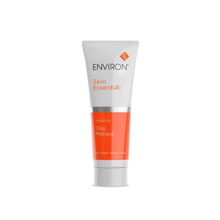 ENVIRON Clay Masque tube with white cap, white-and-orange design and Environ logo.
