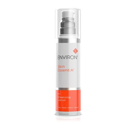 ENVIRON Skin EssentiA Cleansing Lotion white pump bottle for makeup removal and facial cleansing.