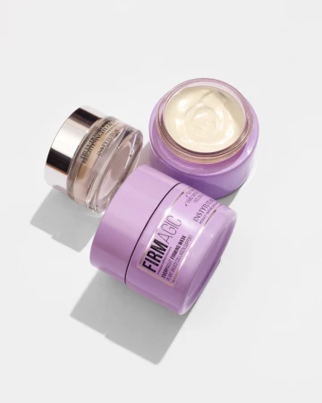 INSTYTUTUM Firmagic mask and C-Illuminating 3D Moisturizer on a light background.
