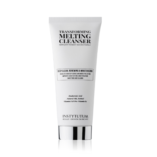 White INSTYTUTUM Transforming Melting Cleanser tube with black lettering and silver detail.