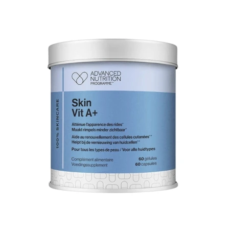 White Advanced Nutrition Programme Skin Vit A+ container with 60 capsules containing vitamins A and D.