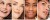 Four models wearing Jane Iredale Lip Drink shades Flirt, Buff, Crush and Sheer.