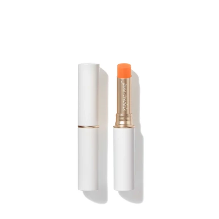 Jane Iredale Just Kissed Lip and Cheek Stain in the shade Forever Peach, shown as a stick in white and gold packaging.