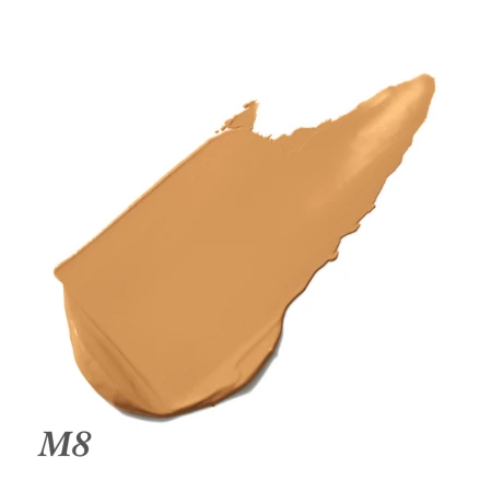 M8 shade swatch of Jane Iredale Beyond Matte foundation in a very deep warm brown tone.