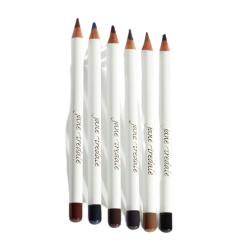 Jane Iredale Eye Pencil eyeliners in elegant white wooden barrels with the brand logo, suitable for the lash line and waterline.