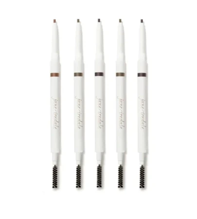 Five Jane Iredale PureBrow Precision Pencils with angled tips and spoolie brushes.