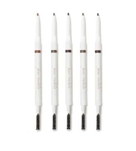 Five Jane Iredale PureBrow Precision Pencils with angled tips and spoolie brushes.