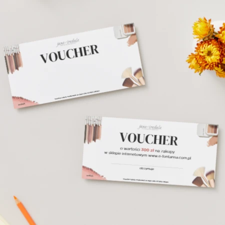 Premium e-gift voucher design for skincare and makeup products.