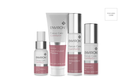 Environ Focus Care Comfort product line arranged together on a light background.