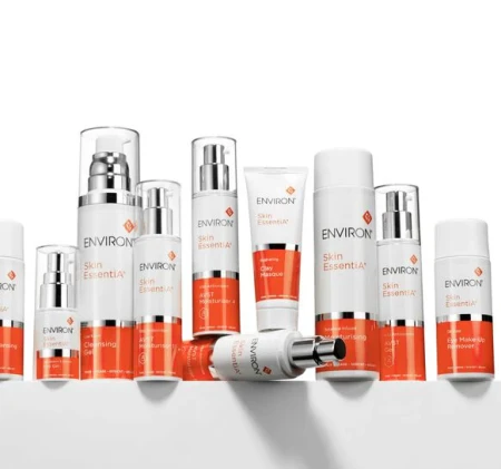 Full Environ Skin EssentiA product line arranged together on a light background.
