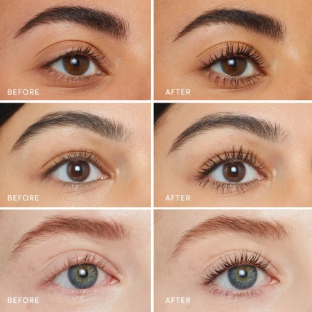 Before and after lash results with Jane Iredale Lash Fixation Tubing Mascara.