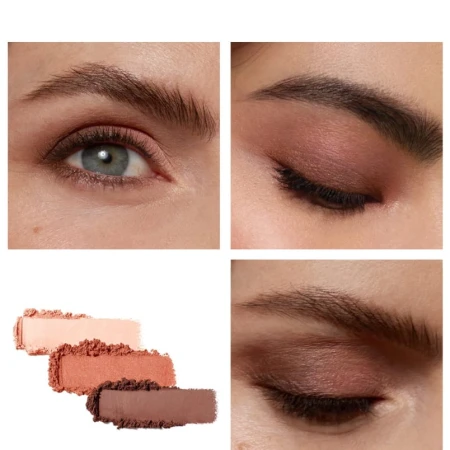 Jane Iredale PurePressed Eye Shadow Triple Wildflower shown on the eyes of three models.