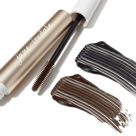 Mascara swatches showing the Czarny and Brązowy shade options.