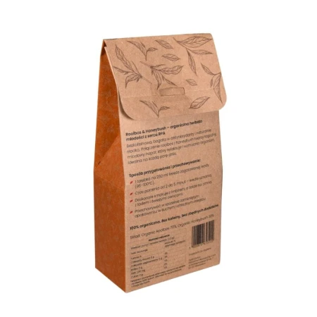 Front packshot of SAROOBOS Rooibos Honeybush Tea in honeybush flavour packaging.