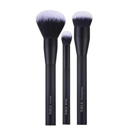 INIKA Organic Brushes Trio Set product graphic with makeup brushes