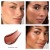 Collage showing Jane Iredale ColorLuxe Liquid Blush effect on lips and skin with a warm brown swatch.