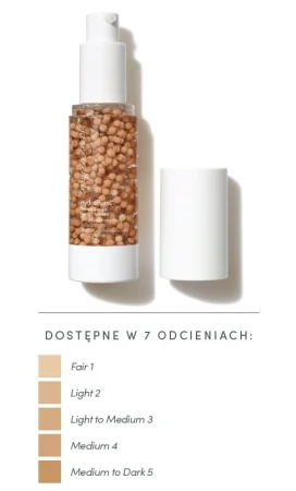 Jane Iredale HydroPure Tinted Serum bottle with available shade range shown underneath.