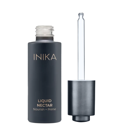 INIKA Organic Liquid Nectar Nourish + Prime bottle with pipette and gold details