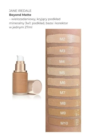 Beyond Matte Liquid Foundation swatches on a forearm with light to medium skin tone.