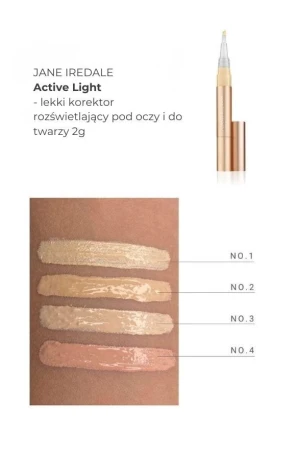 Active Light shade swatches shown on a forearm with light to medium skin tone.