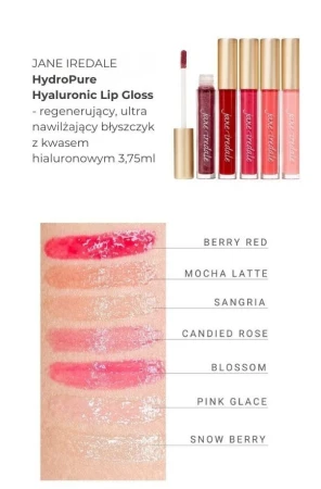 HydroPure Hyaluronic Lip Gloss swatches on a forearm with light to medium skin tone.