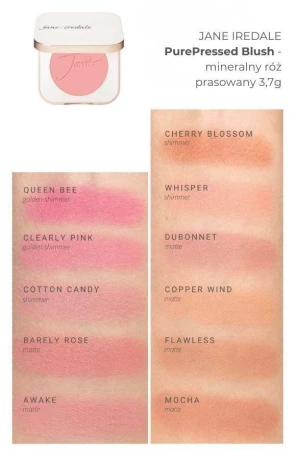 PurePressed Blush swatches on a forearm with light to medium skin tone.