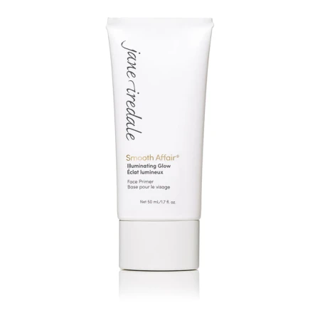 Jane Iredale Smooth Affair Illuminating Glow face primer in a white tube for radiant, smooth-looking skin.
