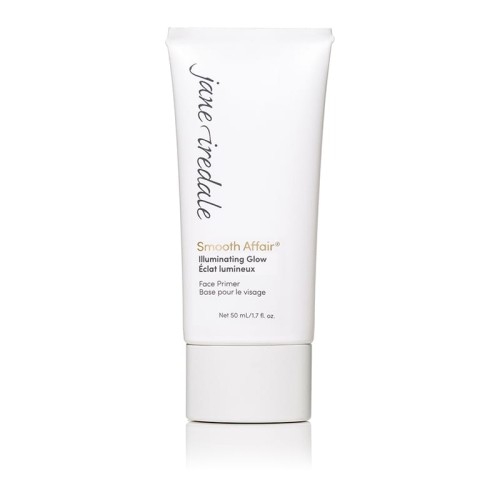 Jane Iredale Smooth Affair Illuminating Glow face primer in a white tube for radiant, smooth-looking skin.