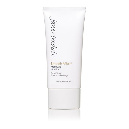 Jane Iredale Smooth Affair Mattifying Face Primer in a white tube for smooth, naturally matte makeup.