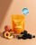 Rejuvenated Re-Set orange pack with peaches, blackberries and award badge.