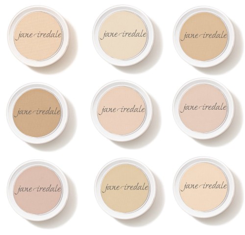 Nine Jane Iredale MINI PurePressed Foundation SPF20 pans arranged in a 3 by 3 grid with different shade depths.