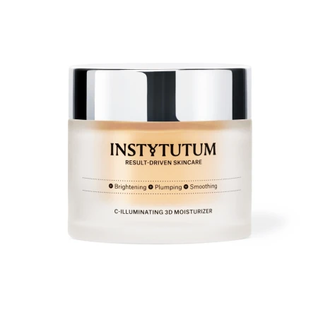 INSTYTUTUM C-Illuminating 3D Moisturizer jar with matte light packaging and silver lid