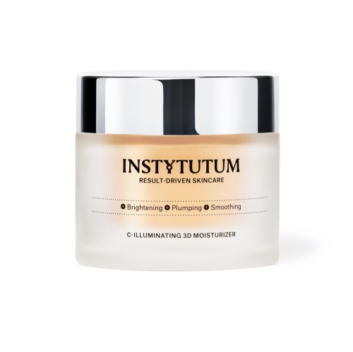 INSTYTUTUM C-Illuminating 3D Moisturizer jar with matte light packaging and silver lid