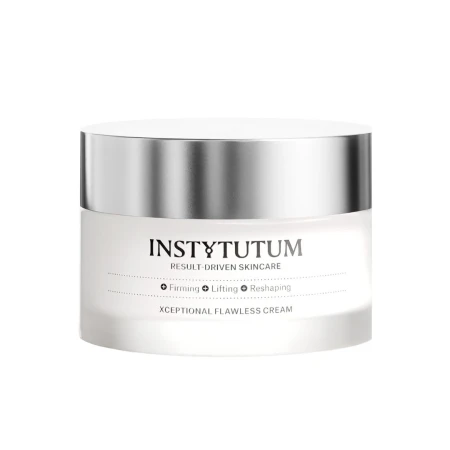 INSTYTUTUM Xceptional Flawless Cream jar with white packaging and mirrored silver lid